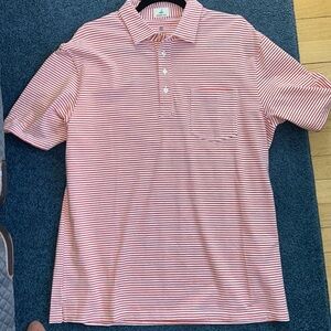 Johnnie-O Men's orange Striped Polo Shirt.